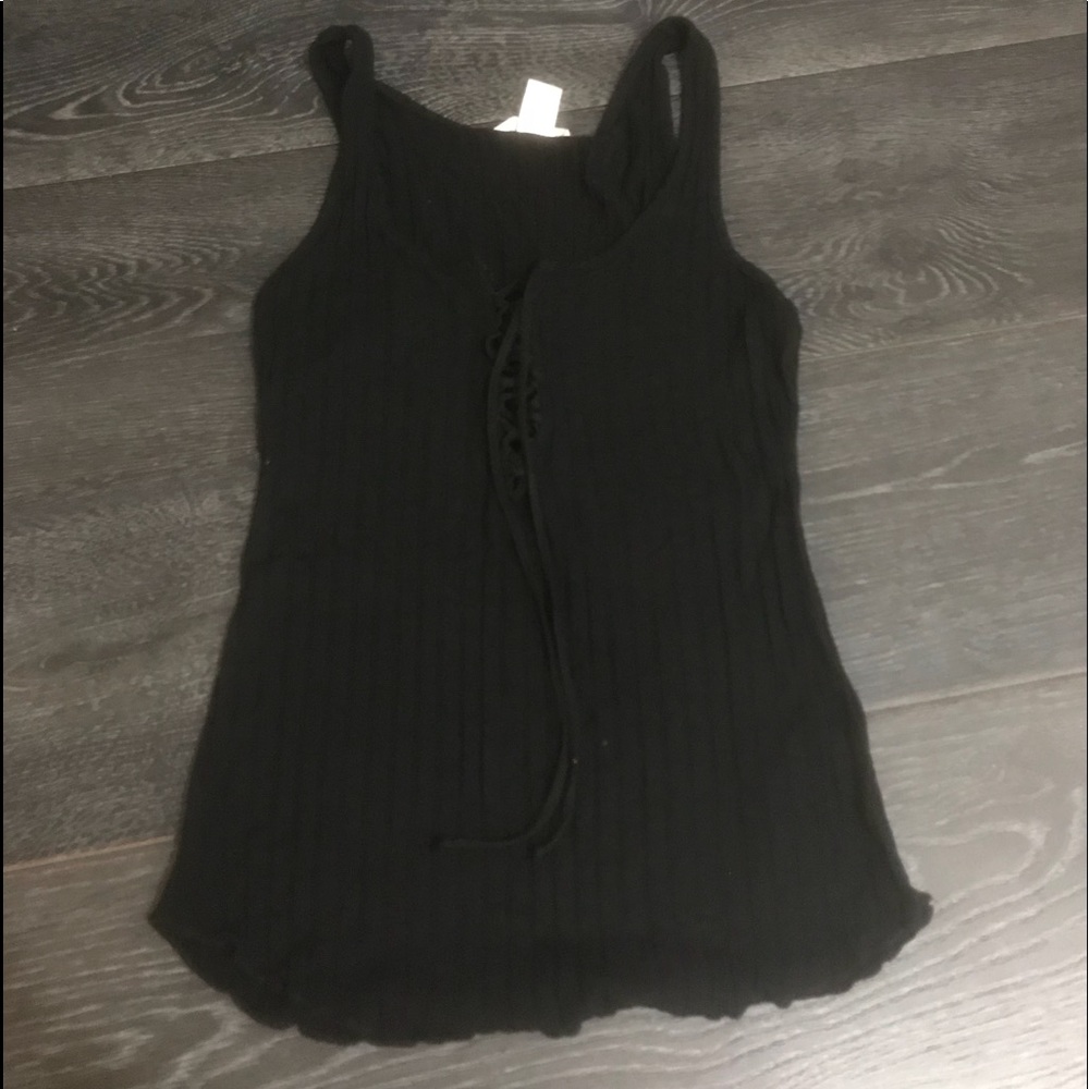 black lace up top.